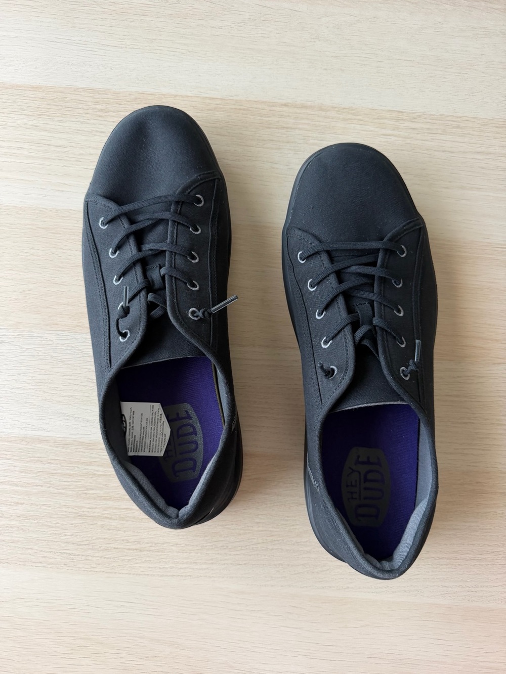 Hey Dude Cody Black Canvas Men's Shoes 13 NWOT Comfort Casual Tennis Classic